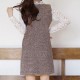 Mixed wool dress w/ lace sleeve