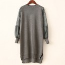 Long sleeve see through lace dress - Grey