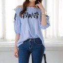 Fancy Knit Floral off shoulder blouse