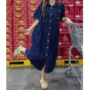 Denim pockets one piece dress