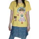 Cartoon Pattern Denim Dress - Yellow