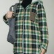 Checkered Cotton Pad Denim Jacket - Blue