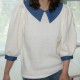 Denim collar Knit -  White