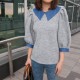 Denim collar Knit -  Grey