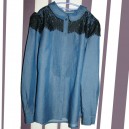 Lace Denim Shirt - Dark Blue