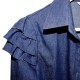 Ruffles Denim Blouse - Dark Blue