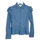 Ruffles Denim Blouse - Light Blue