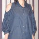 Denim shoulderless Shirt - Dark Blue