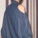 Denim shoulderless Shirt - Dark Blue