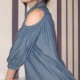 Denim shoulderless Shirt - Light Blue