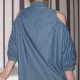 Denim shoulderless Shirt - Light Blue