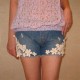 Fancy knit Denim Shorts - S