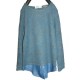 Fleece Fabric + Denim Top -  Grey x Blue