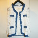 White lace Jacket w/ Denim Border