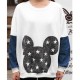 Denim Sleeve Cartoon Tee - White