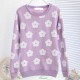 Floral Cotton Sweater - Purple