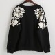 Printed Cotton Fleece Sweater - Black