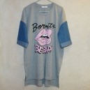 Big Lip Tee w/ Denim Sleeve